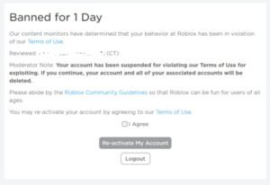 Banned Roblox Account